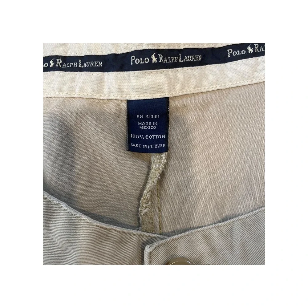 Polo Ralph‎ Lauren Mens Pleated Chino Shorts Khaki Beige Cotton Size 38 Classic